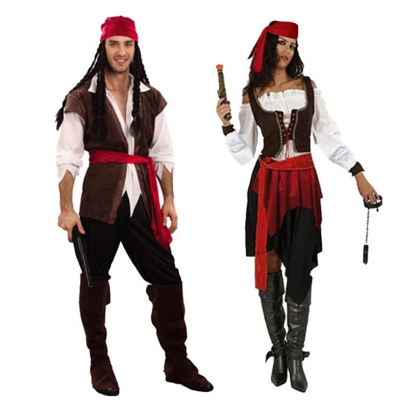 6-delad piratdräkt för män och kvinnor Women 155-175cm