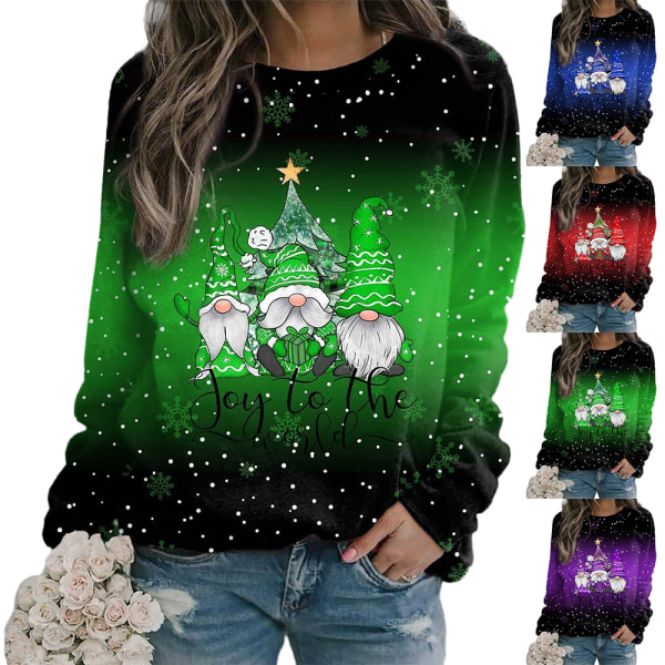 Damtröja för jultröja Modemönster med tröja green 2XL