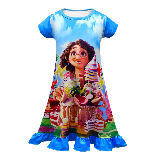 Encanto Dolores Kids Girls 3d Print Princess Dress Sleepwear Blue 140cm