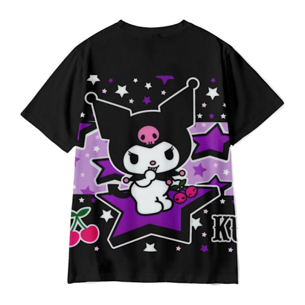 Kuromi T-shirt med tryck för barn, pojkar och flickor, sommar, kortärmad, rund hals, casual B 160cm