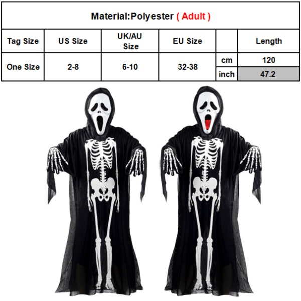 Halloween cosplay kostym barn vuxen skelett mask handskar mantel Mask + gloves for kids