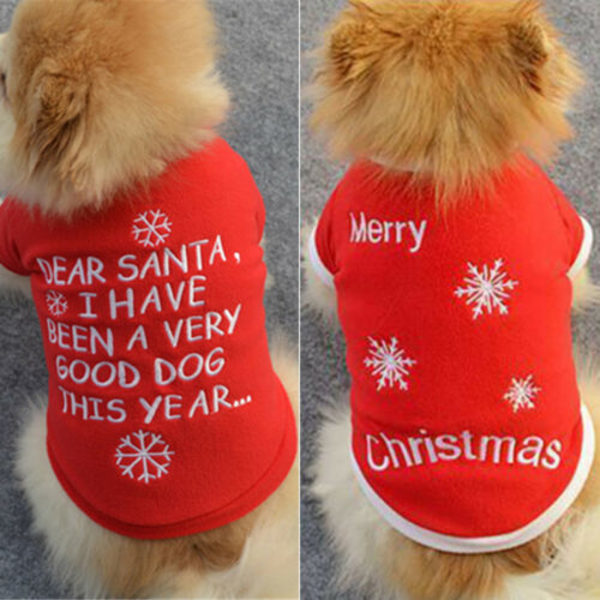 hund _ Pet hund bokstäver snöflinga jul kläder vinterjacka Red+White Snowflake L