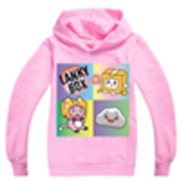 Kids LANKYBOX Tryckt Casual Hoodie Hoody Jumper Topp Sweatshirt Pink 140cm