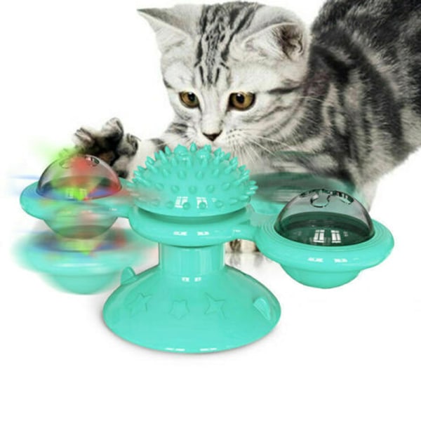 Turn Around Windmill Cat Toy Turntable Rolig Cat Toy Pet supplie lake bule