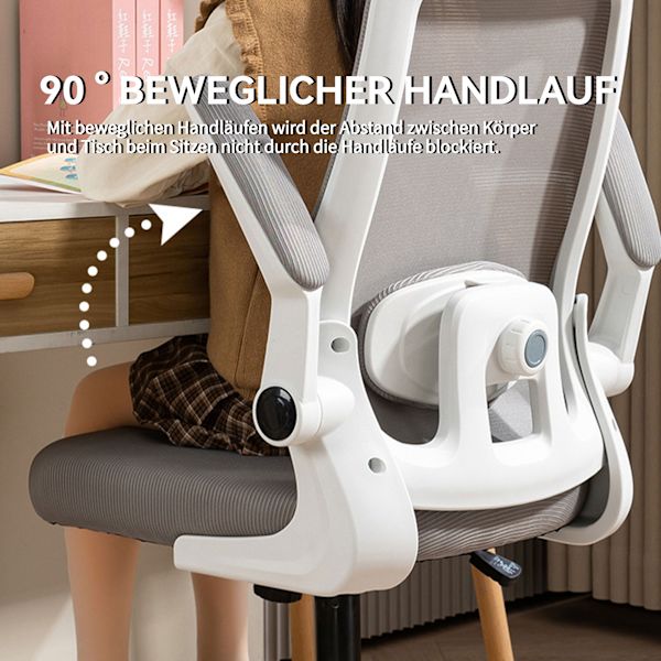 Kontorsstol med 3D-kudde, Vridbar Stol, Chefsstol, Ergonomisk Gamingstol, med Andningsbart Nätöverdrag, Fällbara Armstöd, Ländryggsstöd