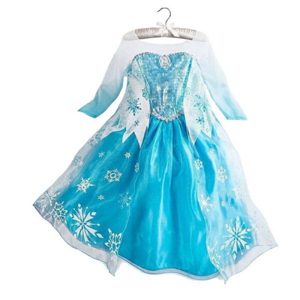 Frozen Cosplay Kostym Elsa Princess Crown Diadem Festklänningar 140cm