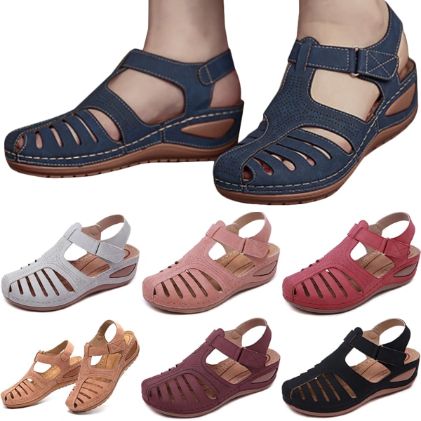 Damsandaler med ihålig stängd tå sommar vintage skor sandaler red 42 2bc3 |  red | 42 | Fyndiq