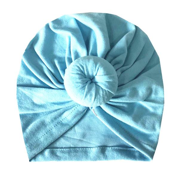 Baby flicka hattar blomma mössa hattar knut huvud wrap pannband blue