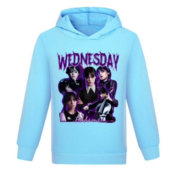 Onsdag Addams Familjen Barn Casual Hoodie Sweatshirt Toppar light blue 160cm