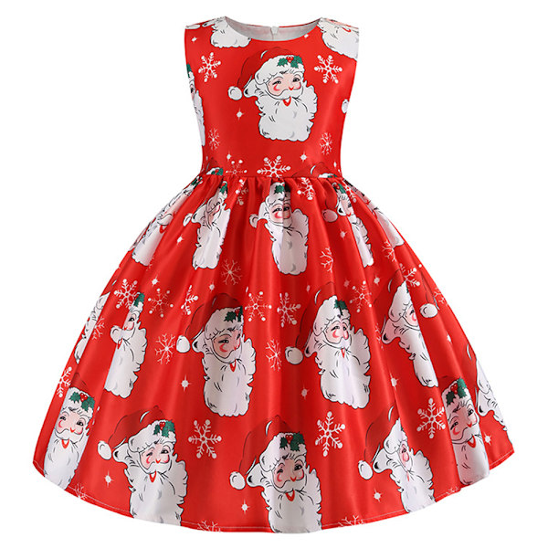 Nyårsflickor Jul Prinsessklänning Fest Retro Höstklänning red 110cm