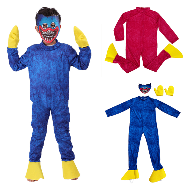 Kid's Poppy playtime Huggy Wuggy Costume Halloween jumpsuit Blue M