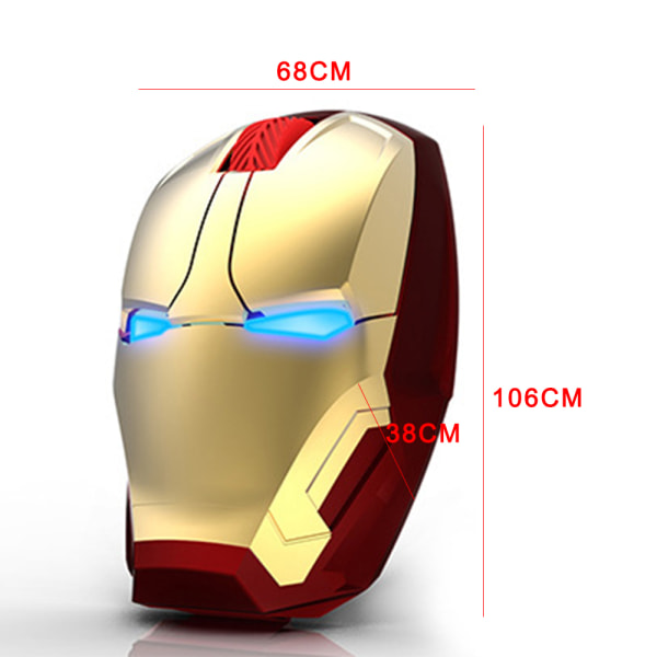 Ergonomisk trådlös mus Iron Man 2,4 G bärbar mobildator Gold