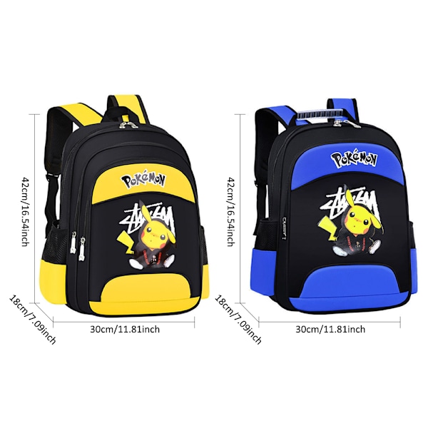 Barn P-okemon Pikachu Ryggsäck Universell Daglig Lätt Andningsbar Väska Laptop Skolväska Resedagryggsäck Blue L