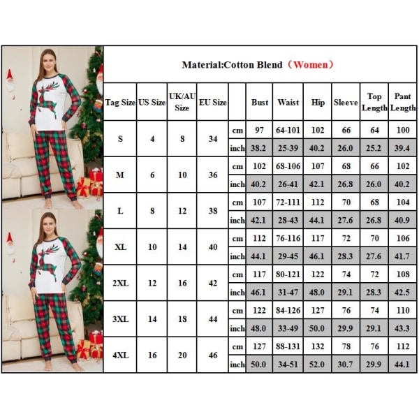 Julfamilj matchande pyjamas pyjamas sovkläder nattkläder Mom 3XL