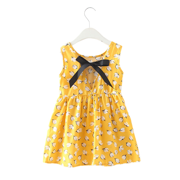1-6 År Småbarn Baby Barn Flickor Ärmlös Tryckt Kjol Prinsessklänningar Kläder Baby Vardagskläder C 90cm