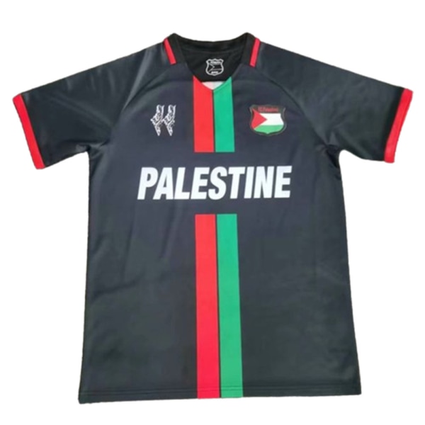 Palestina Hemma Svart Fotbollströja Herr Kortärmad Topp Black-A 2XL
