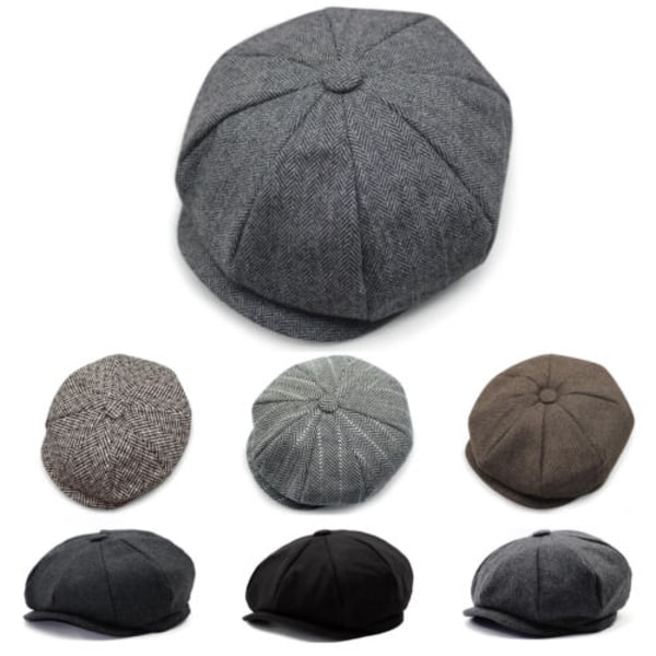 Retro Herringbone Gatsby Cap Hat Herrkläder Country Boy Newsboy Hat C