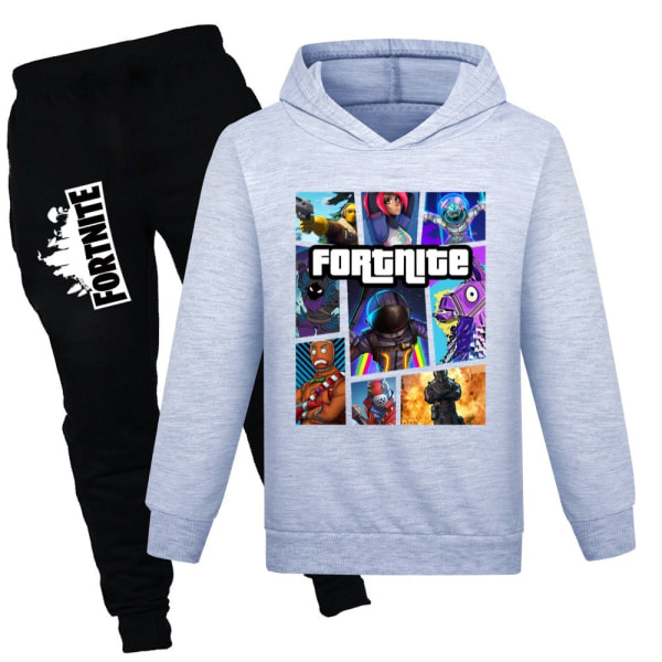 Barn Långärmad Hoodies Spel Tracksuits Pojkar Flickor Set Toppar & Byxor Grey 140cm