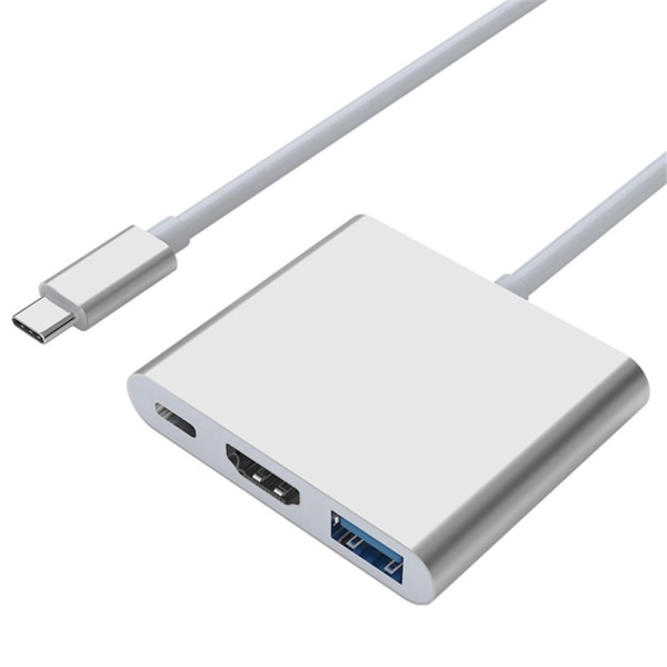 3 i 1 Typ C till USB-C HDMI-adapterkabel Dockningsstation Black Line