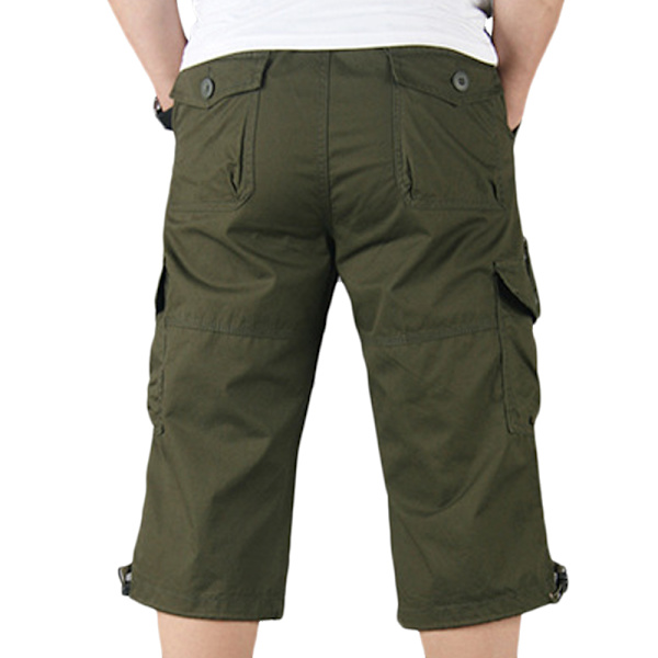 Herrklippta overaller multifickor utomhus sport casual shorts army green L