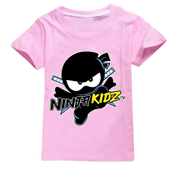 Ninja Kidz Pojkar T-shirt Tecknade Toppar Tee Barn Pojkar Flickor T-shirts Barnkläder Sommar Kortärmad Pink 140cm