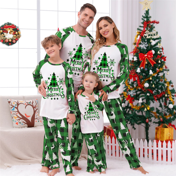 Julfamiljens matchande pyjamas set med julgran PJS för familjen Baby 18M