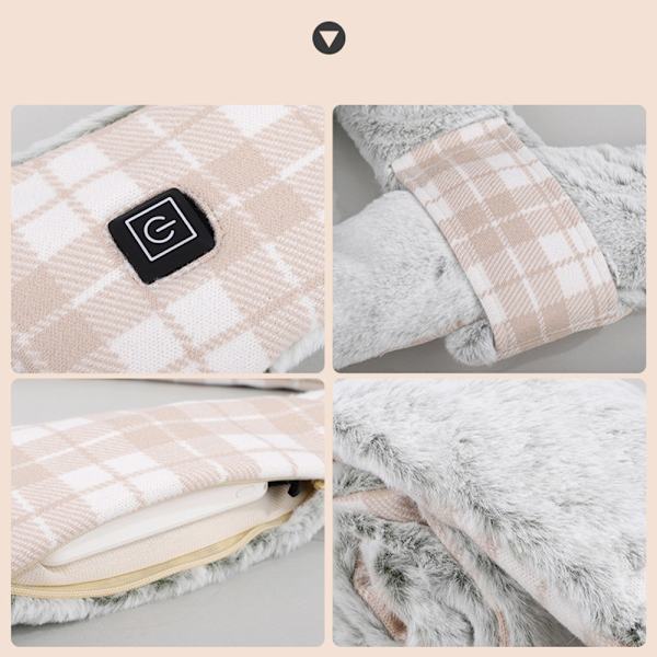 Elektrisk uppvärmd halsduk Vinterhalsvärmare Sjal USB Mjuk Present Khaki check