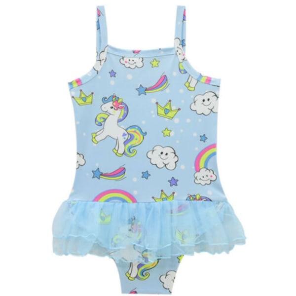 Barn flicka enhörning Tankini bikini barn strandkläder baddräkt Purple 3-4 Years