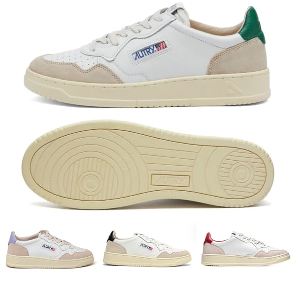 AUTRY 01 LÅG SNEAKER I LÄDER OCH MOCKA Grey White Green 40