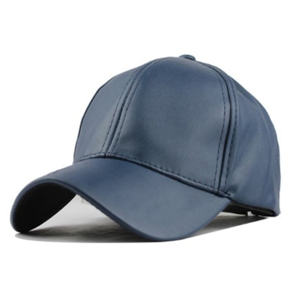 Herrar justerbar läder basebollkeps utomhus spetsig keps navy