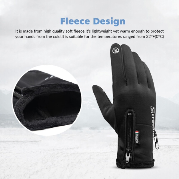 USB elektriska uppvärmda handskar Vinter Halkfri pekskärm Cykling black constant temperature