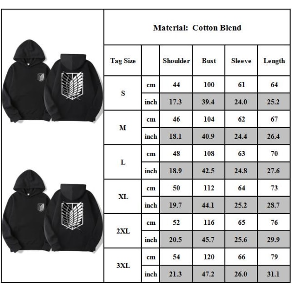 Anime Attack on Titan Hoodie Pullover Jumper Herr Dam Sweatshirts Toppar Unisex 3XL