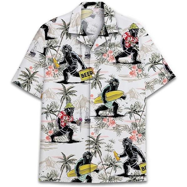 Herr Hawaiian Button Up Casual Skjorta Rolig Nyhet Kortärmad Semester Strand Topp A L