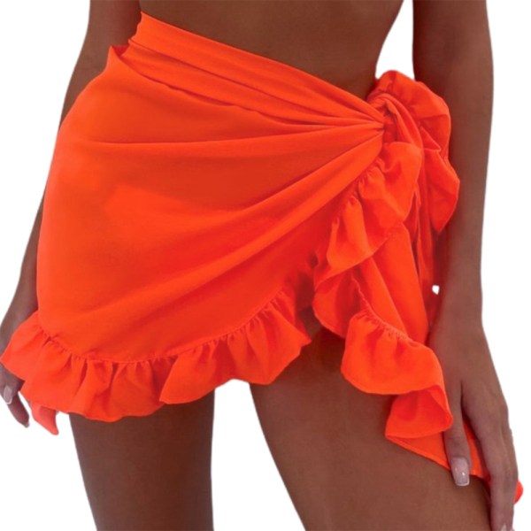 Dam Sarong Klänning Bikini Beach Wear Cover Baddräkt omlottkjol orange