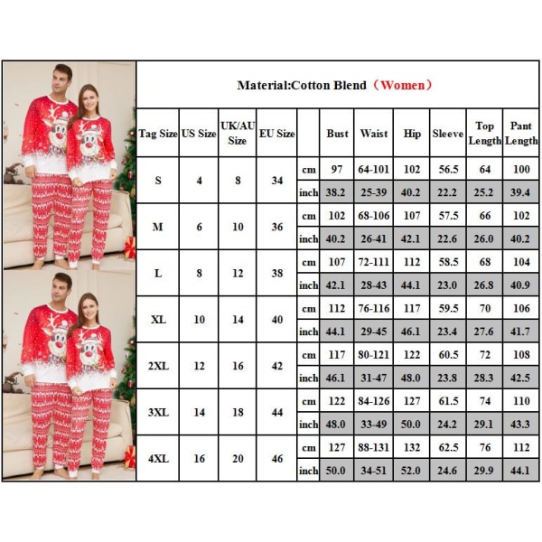 Matchande julpyjamas med älgmotiv för familjen, vuxna och barn Mom M