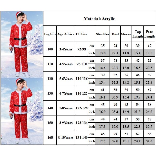 Jul flicka pojkar outfit julklänning tomten kostym Boys 110CM