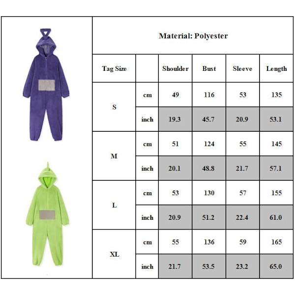 Anime Teletubbies Kostym Jul Pyjamas Sovkläder Jumpsuit purple M