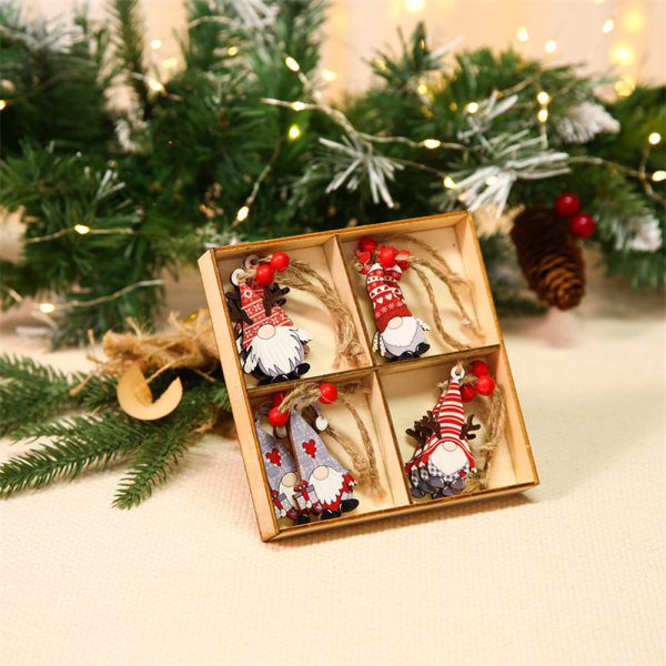 12 st julgran trä hängande hänge part prydnad dekor C