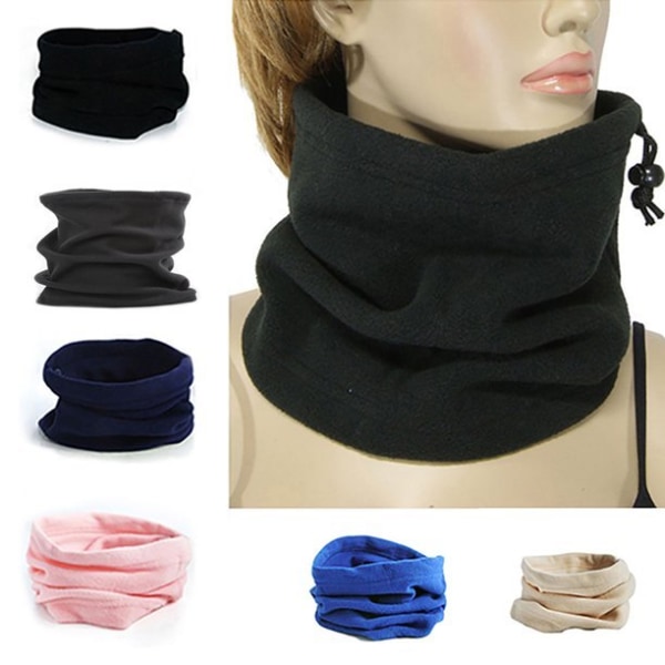 Unisex Vintersport Thermal Fleece Scarf Snood Neck Beanie Hat Royal blue