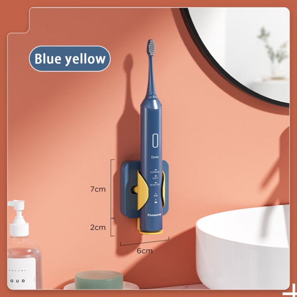 Elektrisk tandborsthängare Stansfri väggmonterad stativ blue yellow
