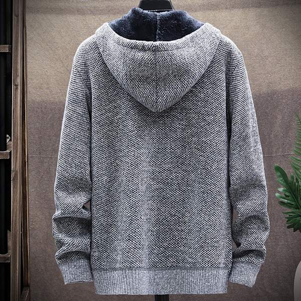 Herr Casual Randig Fodrad Hoodie Kappa Vinterjacka Topp Ytterkläder Red wine M