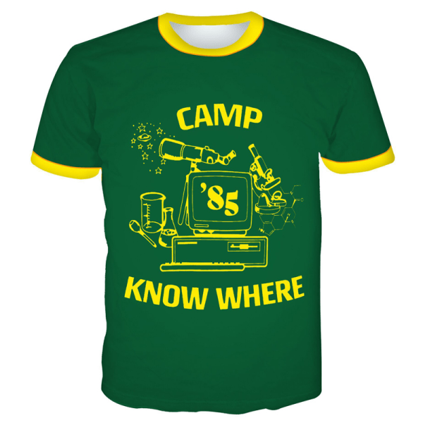 Dustin of Stranger Things 3 Camp Know Where Kids Boys T-shirt green XL