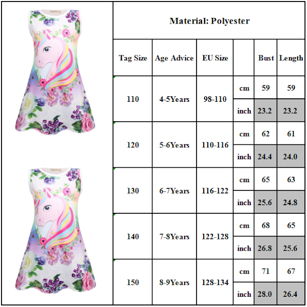 Barn Flickor Enhörning Sovkläder Pyjamas Tunika Natt Sommarklänning purple 140cm