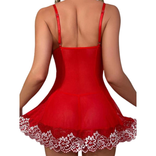 Kvinnors jul sexiga underkläder Sling Suspender Mini Klänning XL