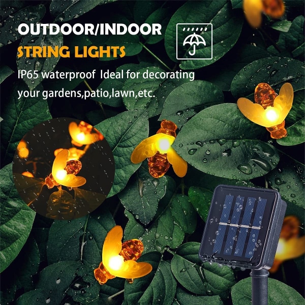 LED Bee Solar String Light Waterproof Garden Fairy Light 20 LED 5m