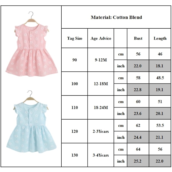 Flickor Ärmlös Prinsessklänning för Barn Baby Sommar Väst Klänning Strand Semester Blommig Solklänning Pink 130cm