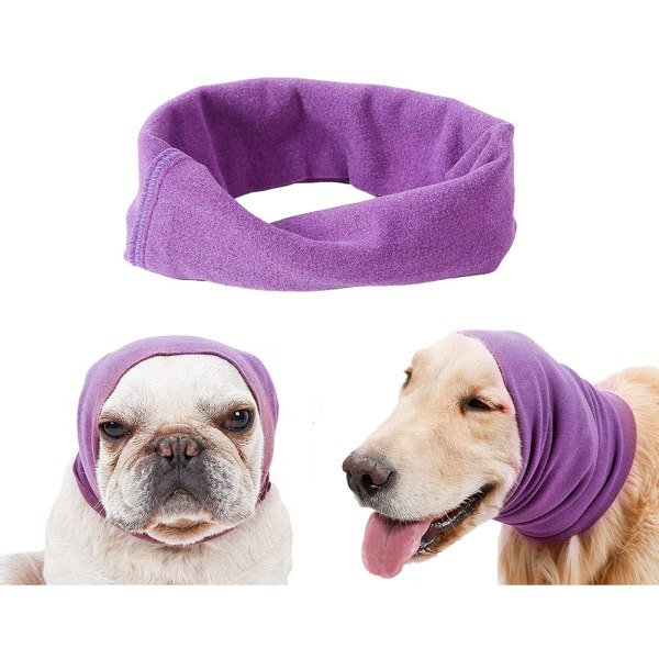 Pet Dog Groom Hörselkåpor Mjuk Varm Pet Lugnande öron Skydda cover purple L