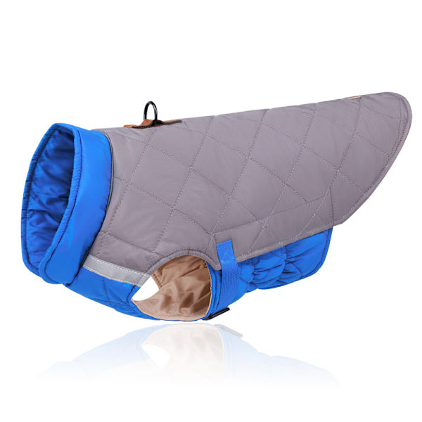 Vinter Bomull Husdjur Hundkläder Varma Valp Rock Vinterjacka The blue-gray XL