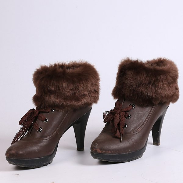 Dam vinter stickade boot cuffs päls stickade toppers boot leg strumpor coffee