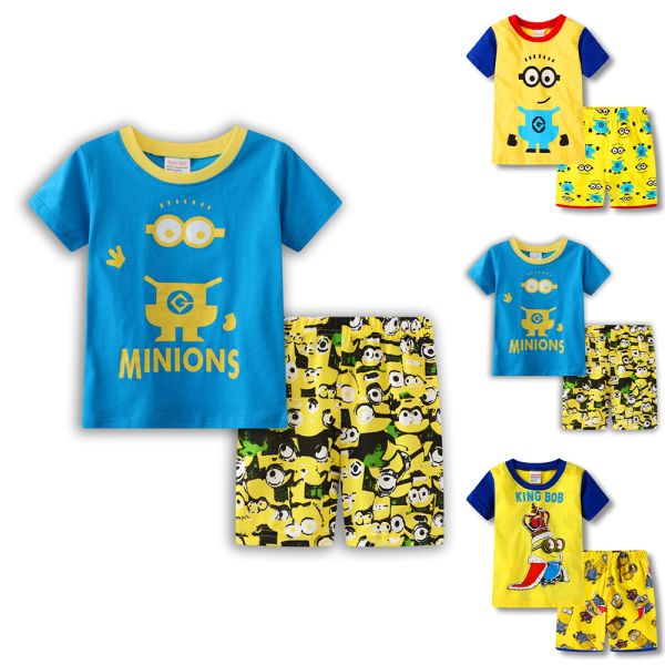 Barnens Minions Tryck Pyjamas Kortärmad T-shirt Shorts Set Nattkläder Sovkläder B 7 Years / EU 128